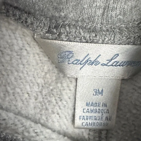 🌻Ralph Lauren Light Gray Baby Hoodie and Sweatpants Set - Picture 3 of 9